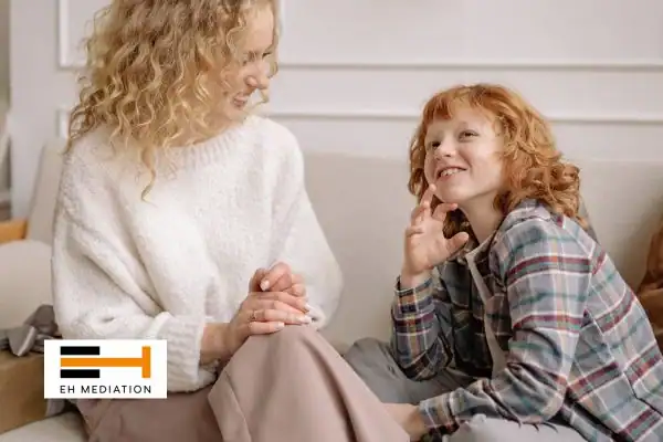 Happy mother and child after sorting child arrangements mediation Lewes