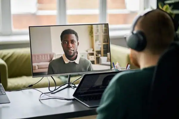 Man attending online mediation Lewes MIAMS session